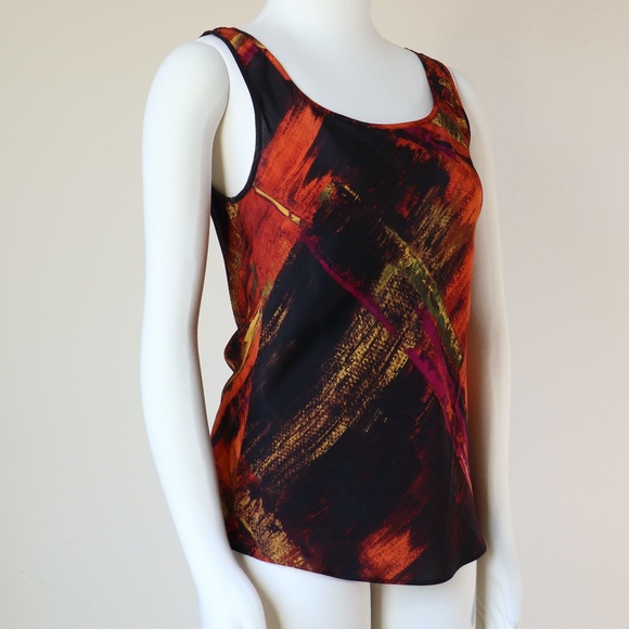 On bias sleeveless silk top in burnt ember tones - Picture 5 of 10